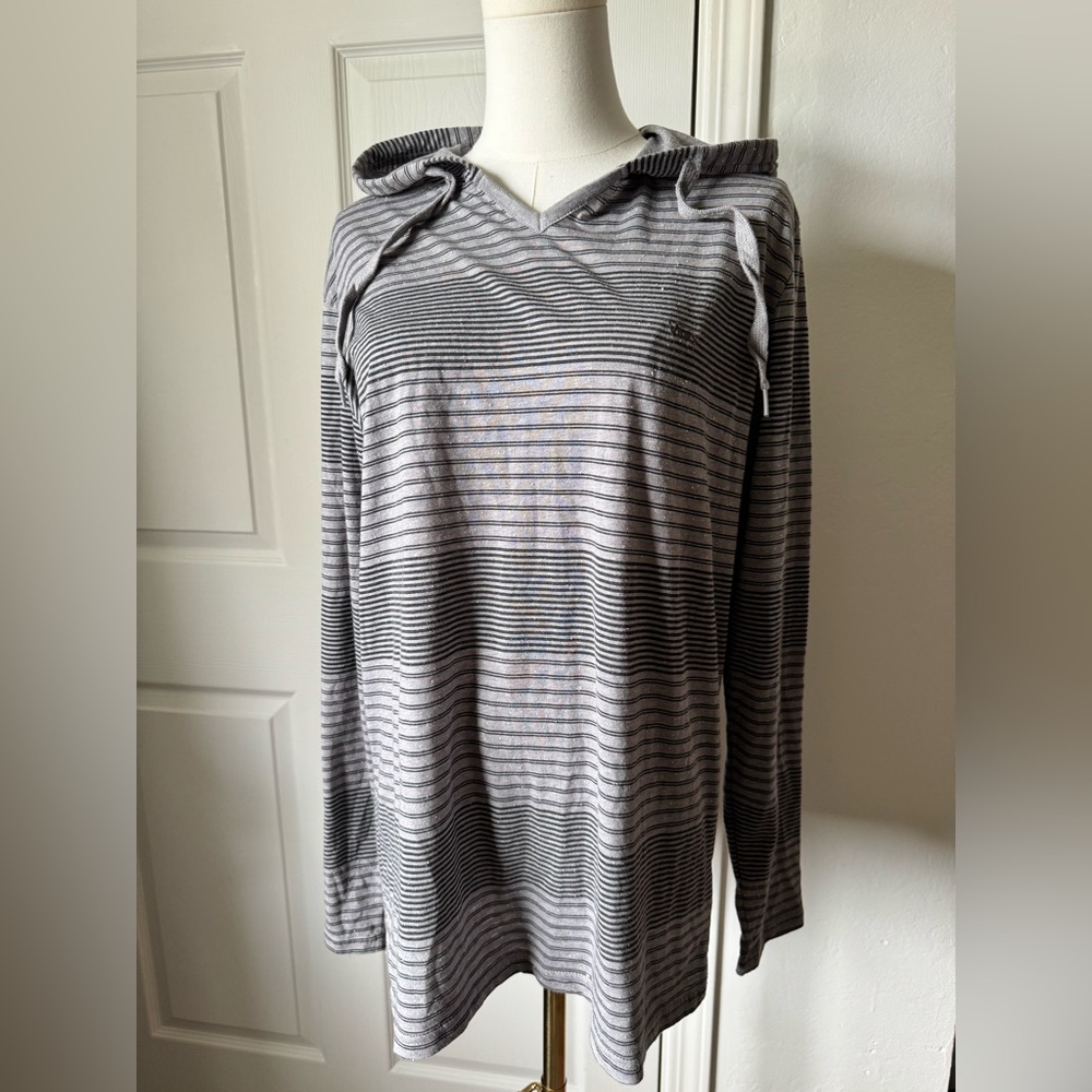 Vans Grey Striped Pullover Hoodie Size Medium